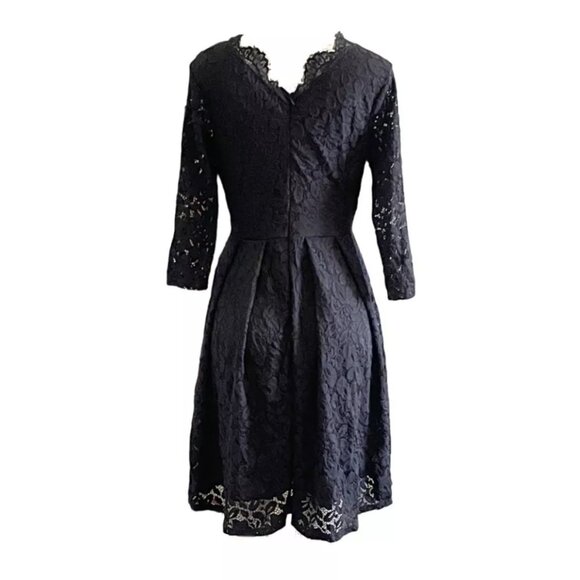 Women's Wedding Guest Cocktail Party Semi Formal Wrap V Neck Lace Dress M - Picture 6 of 9